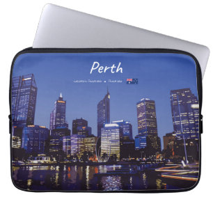 Capa Para Notebook Perth, Austrália - Silhueta da Cidade à Noite
