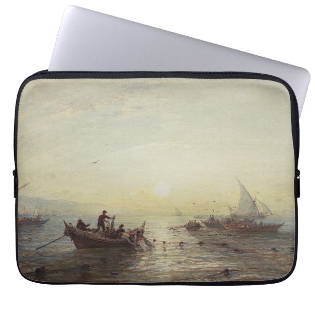Capa Para Notebook Pesca ao amanhecer da costa perto de Marselha (Frente)