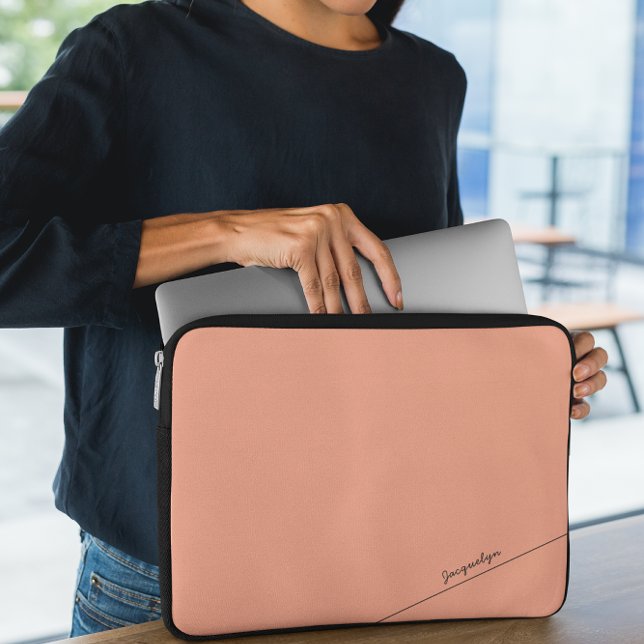 Capa Para Notebook Pêssego Elegante com Bolsa de laptop de Nome (Criador carregado)