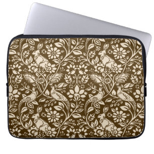 Capa Para Notebook Pheasant and Hare Patterno, Brown and Beige