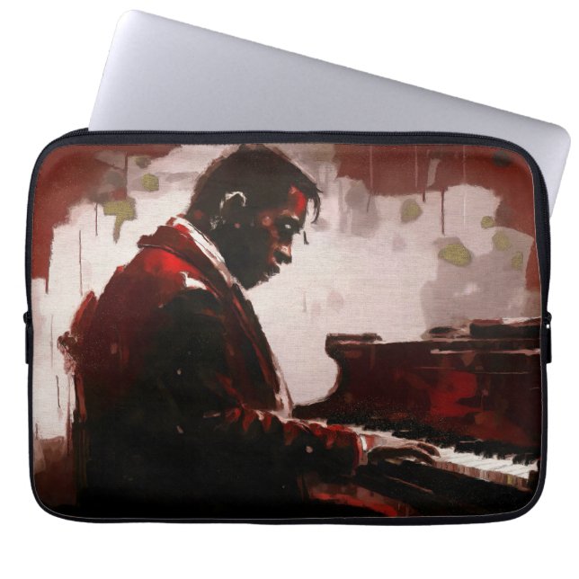 Capa Para Notebook Pianista de bar à noite (Frente)