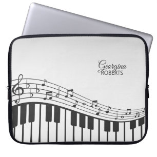 Capa Para Notebook Piano e notas de música com nome personalizado