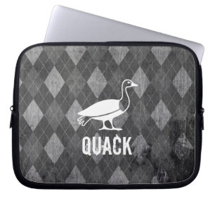 Capa Para Notebook Pictograma do Pato na Grunge de Argyle Preto