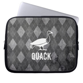 Capa Para Notebook Pictograma do Pato na Grunge de Argyle Preto