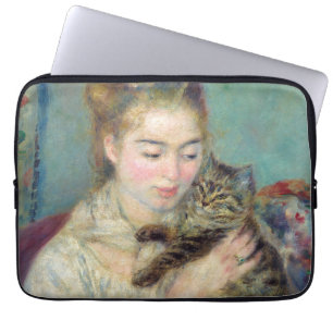 Capa Para Notebook Pierre-Auguste Renoir - Mulher com gato