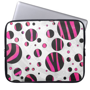Capa Para Notebook Piloka Dot Zebra Preta e Rosa Quente