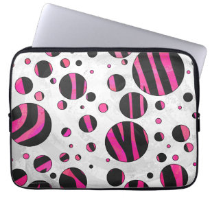 Capa Para Notebook Piloka Dot Zebra Preta e Rosa Quente