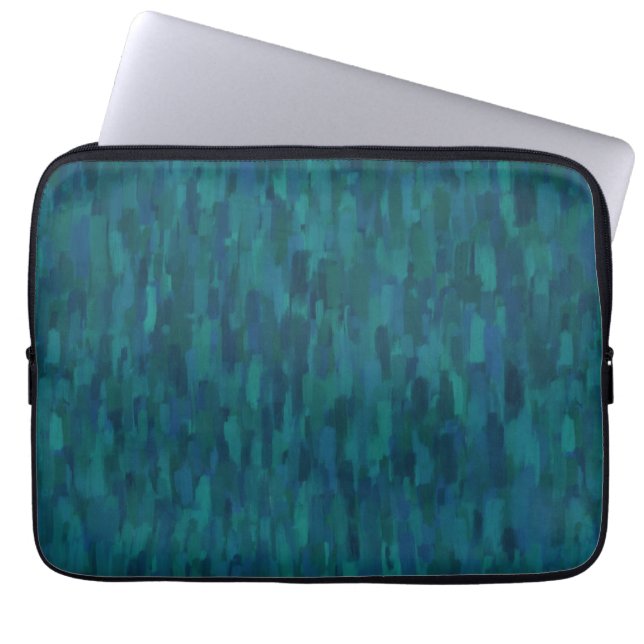Capa Para Notebook Pinceladas Impressionistas, Azul-Marinho, Turquesa (Frente)