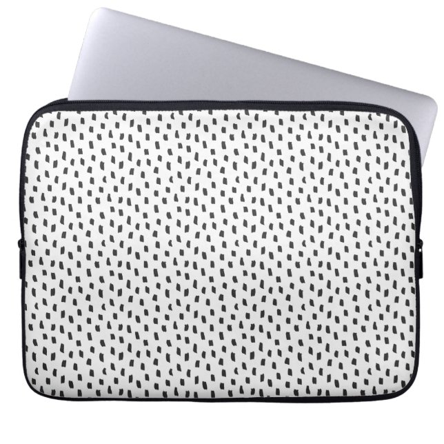Capa Para Notebook Pinceladas Neutras Modernas Chic Preto e Branco (Frente)