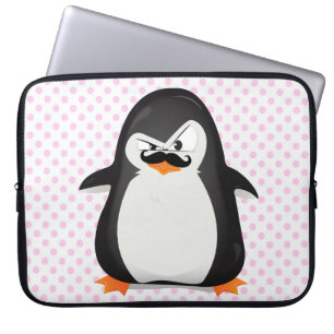 Capa Para Notebook Pinguim branco preto bonito e bigode engraçado