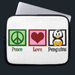Capa Para Notebook Pinguins de Paz e Amor<br><div class="desc">Um sinal verde de paz,  coração vermelho,  e um pinguim bonito. Eu adoro presentes bonito para animais.</div>