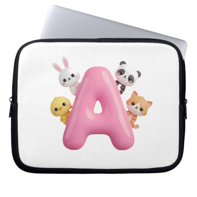 Capa Para Notebook Pink Balloon Letter A Laptop Sleeve – Cute Forest  (Frente)