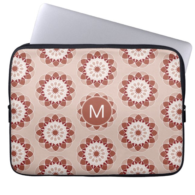 Capa Para Notebook Pink Burgundy Floral Mandala Pattern Monogram (Frente)
