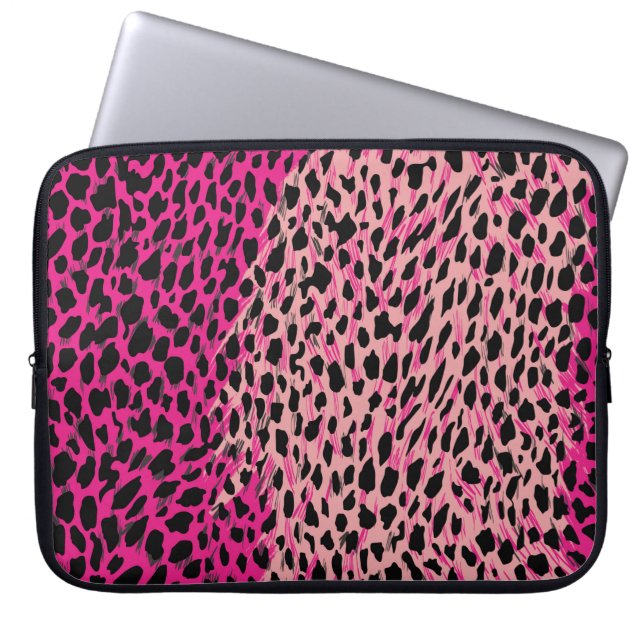 Capa Para Notebook Pink leopard pattern textile fabricanimal,backgrou (Frente)
