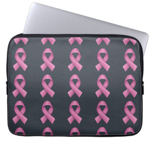 Capa Para Notebook Pink Ribbon Patterno Preto Fundo