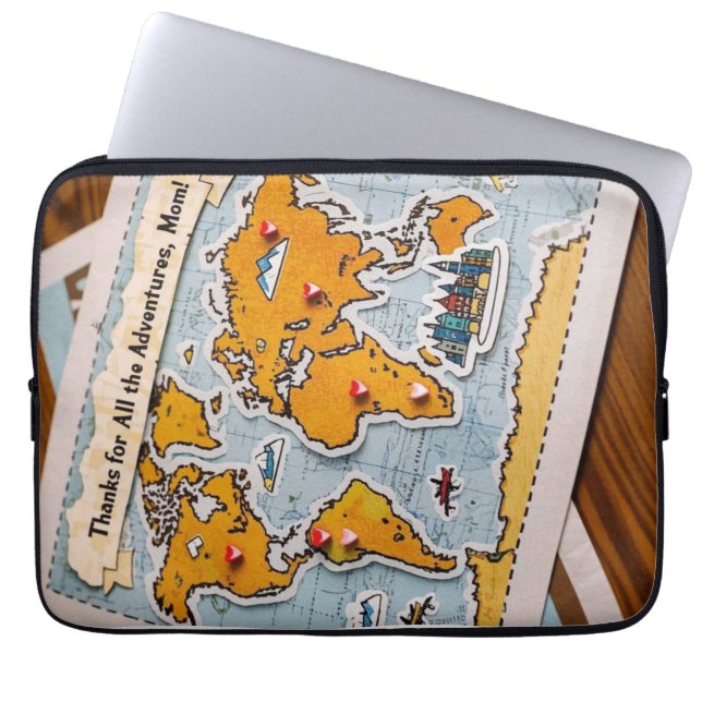 Capa Para Notebook Pinos e marcos do mapa mundial (Frente)