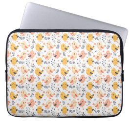 Capa Para Notebook Pintinhos Primavera e padrão floral bonitos