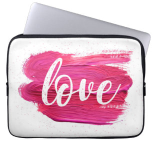 Capa Para Notebook Pintor a óleo cor-de-rosa Citação do amor abstrato