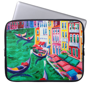 Capa Para Notebook pintura a óleo de bela Veneza, Itália na canvas