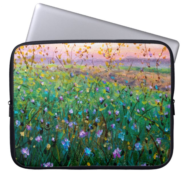 Capa Para Notebook pintura a óleo de flores, lindas flores de campo (Frente)