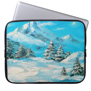 Capa Para Notebook  pintura a óleo, paisagem de montanha de inverno c