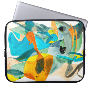 Capa Para Notebook pintura abstrato em papel com cores vibrantes, s