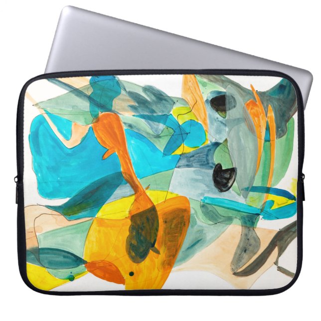 Capa Para Notebook pintura abstrato em papel com cores vibrantes, s (Frente)
