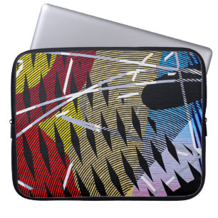 Capa Para Notebook Pintura abstrato, vermelha e branca, azul