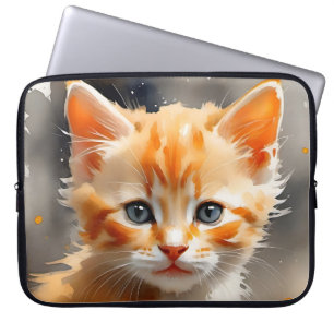 Capa Para Notebook Pintura aquosa de um gato laranja giro