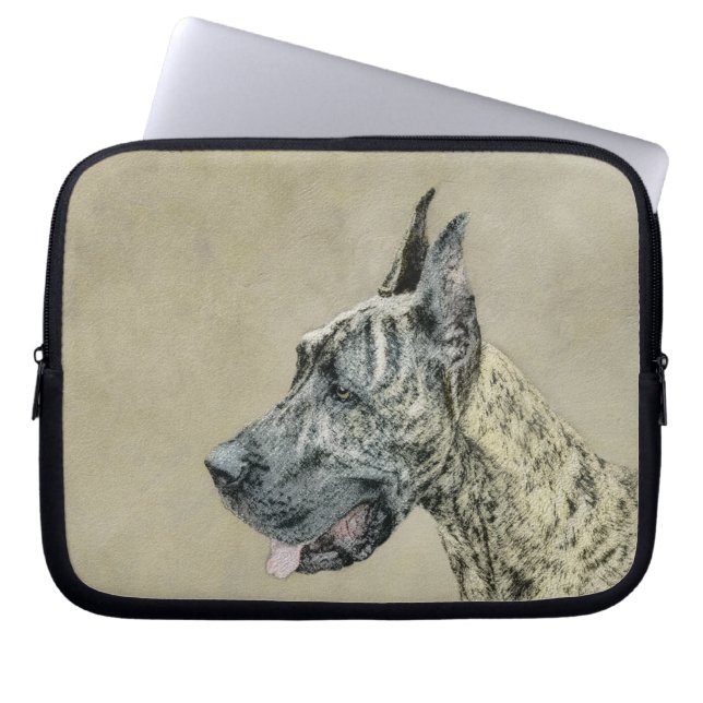 Capa Para Notebook Pintura com o Grande Dane (Brindle) - Arte Canina  (Frente)