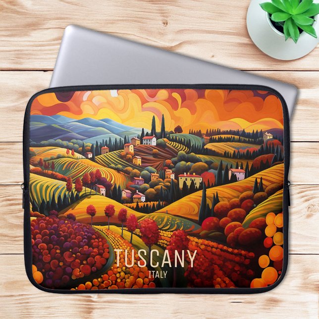 Capa Para Notebook Pintura da Toscana no outono | Itália Viagem | Art (Painting of Tuscany in Autumn | Italy Travel | Art Laptop Sleeve)