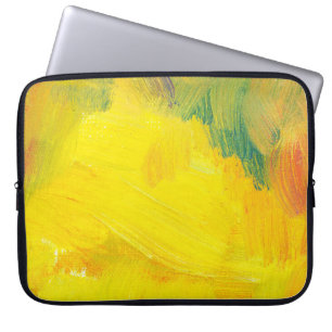 Capa Para Notebook pintura de abstrato amarelo. ensaio à mão