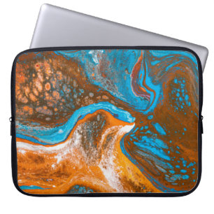 Capa Para Notebook Pintura de abstrato azul e castanho