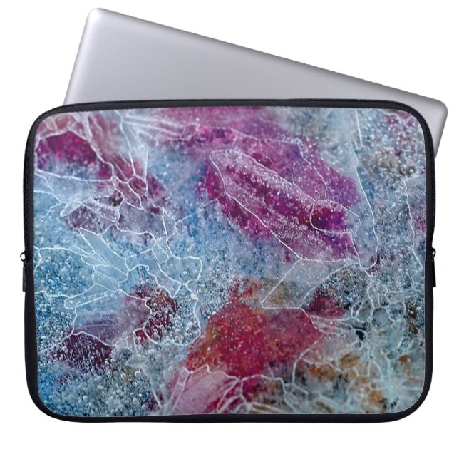 Capa Para Notebook Pintura de abstrato azul e rosa (Frente)