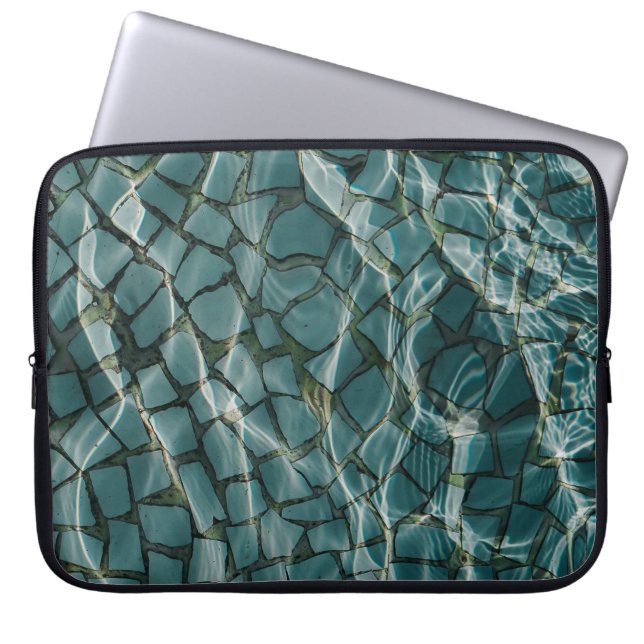 Capa Para Notebook Pintura de abstrato branco e azul (Frente)