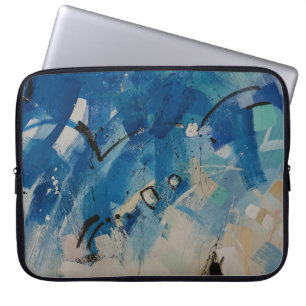 Capa Para Notebook Pintura de abstrato branco e azul