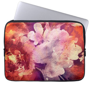 Capa Para Notebook Pintura de Abstrato Floral Artística Burgundy