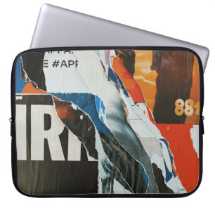 Capa Para Notebook Pintura de abstrato preto branco e laranja