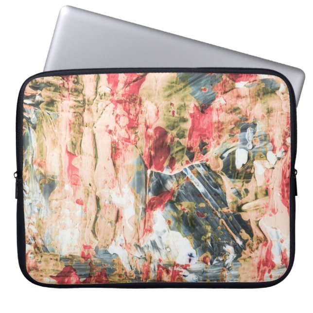 Capa Para Notebook Pintura de abstrato vermelho branco e amarelo (Frente)