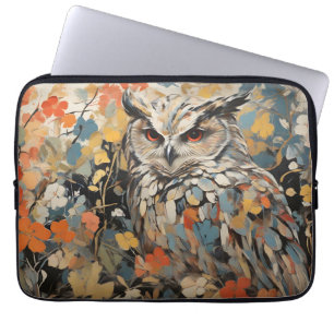 Capa Para Notebook Pintura de Coruja e Flores na Primavera