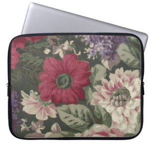 Capa Para Notebook Pintura de flores vintage vermelhas rosa azuis bra