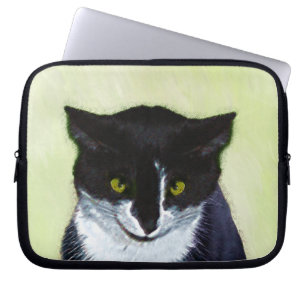 Capa Para Notebook Pintura de Gato Tuxedo - Arte de Gato Original Cus