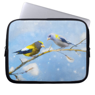 Capa Para Notebook Pintura de Grosbeak Evening - Arte de Cachorro Ori