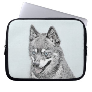 Capa Para Notebook Pintura de Klee Kai no Alasca - Arte de Cachorro O