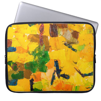 Capa Para Notebook pintura de óleo abstrato amarelo na canvas.