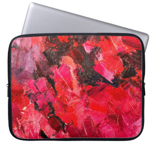 Capa Para Notebook pintura de óleo vermelho-abstrato escuro na canva