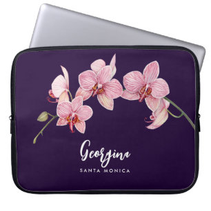 Capa Para Notebook Pintura de Orquídeas Rosa-Mola com Aquarela