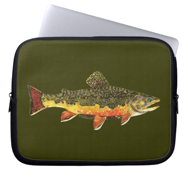 Capa Para Notebook Pintura de Peixes Brook Trout (Frente)