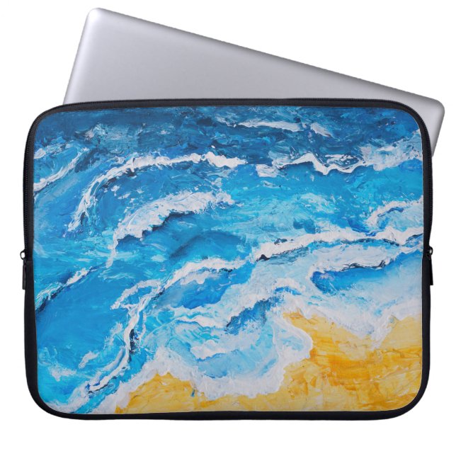 Capa Para Notebook Pintura de praia e mar acrílicos em desenho do sta (Frente)