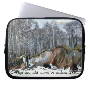 Capa Para Notebook Pintura de ravina nevada em aquarela